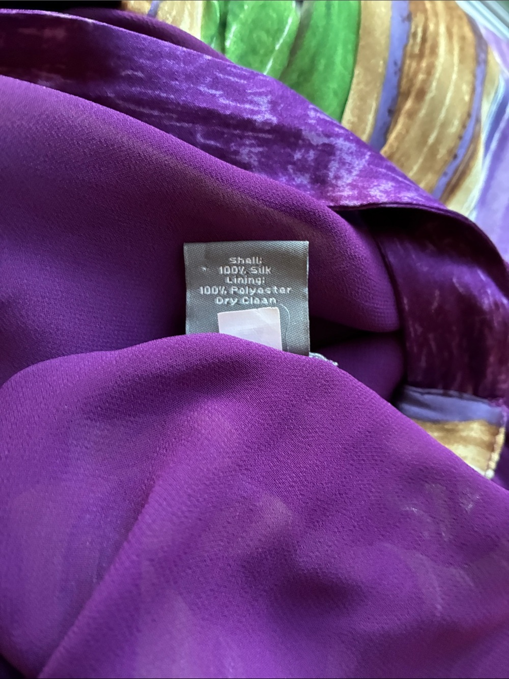 100% SILK- Ann Taylor Striped Camisole In Purple, Green & Neutrals - Picture 4 of 15